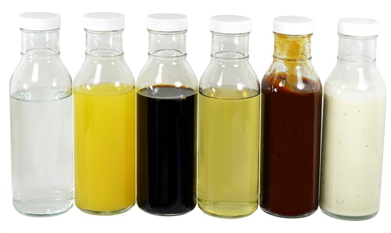 nicebottles Clear Glass Beverage/Sauce Bottles, 12 Oz, White Caps - Case of 12 - Image 2